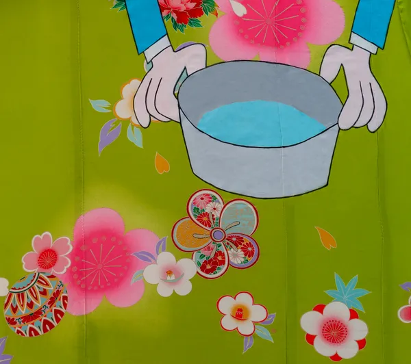 This vibrant work juxtaposes Western cartoon-style gloved hands with intricate traditional Japanese floral and temari motifs. The flat, graphic aesthetic and bold lime green palette create a playful yet contemplative cross-cultural dialogue between Pop Art and Eastern design. The clean lines and saturated colors highlight the artist's focus on bridging contemporary and heritage-based visual languages.
